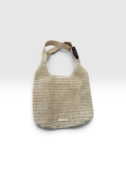 Mila Rose London Woven Straw Shoulder Tote Bag in Cream