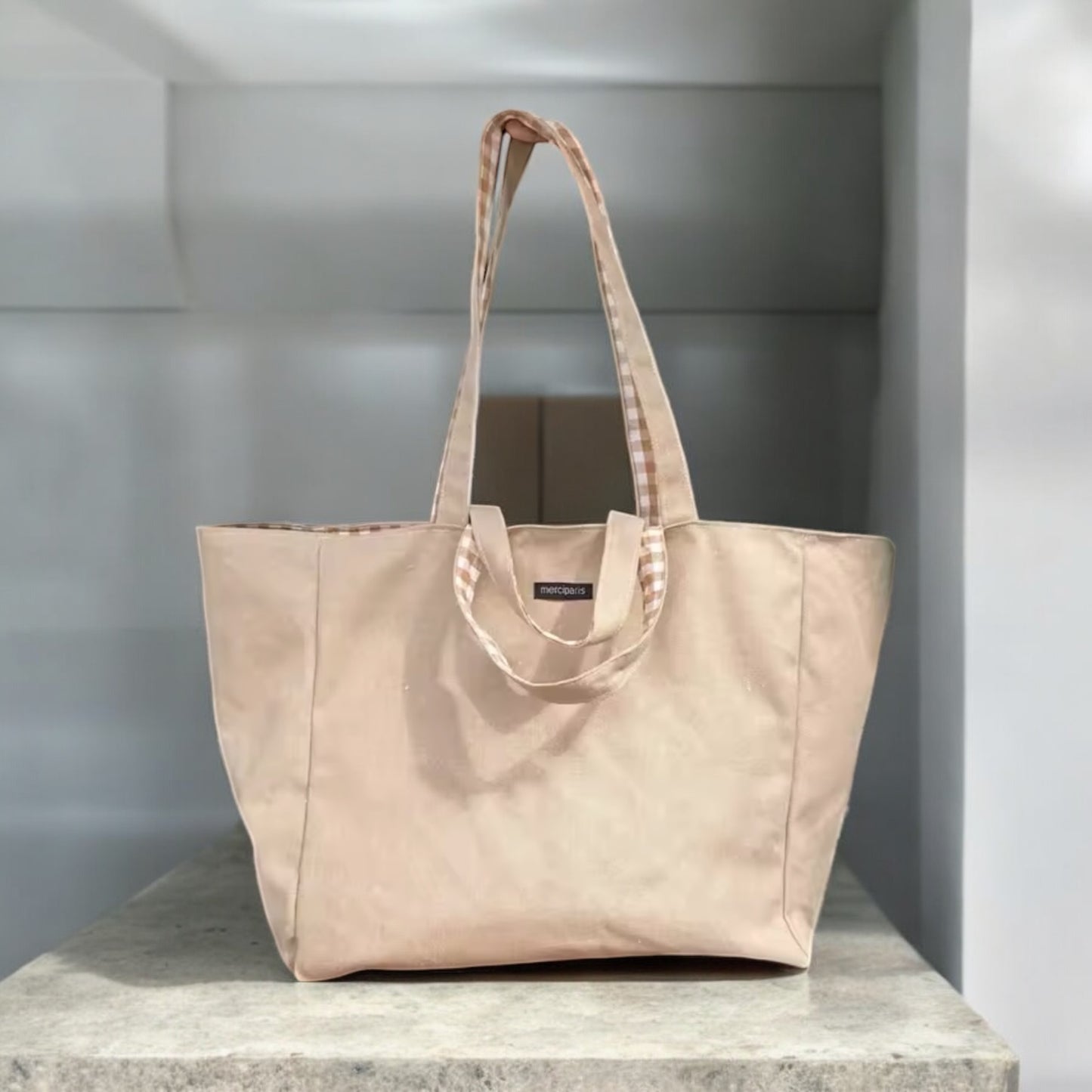 Black & White Gingham Switch Reversible Tote Bag