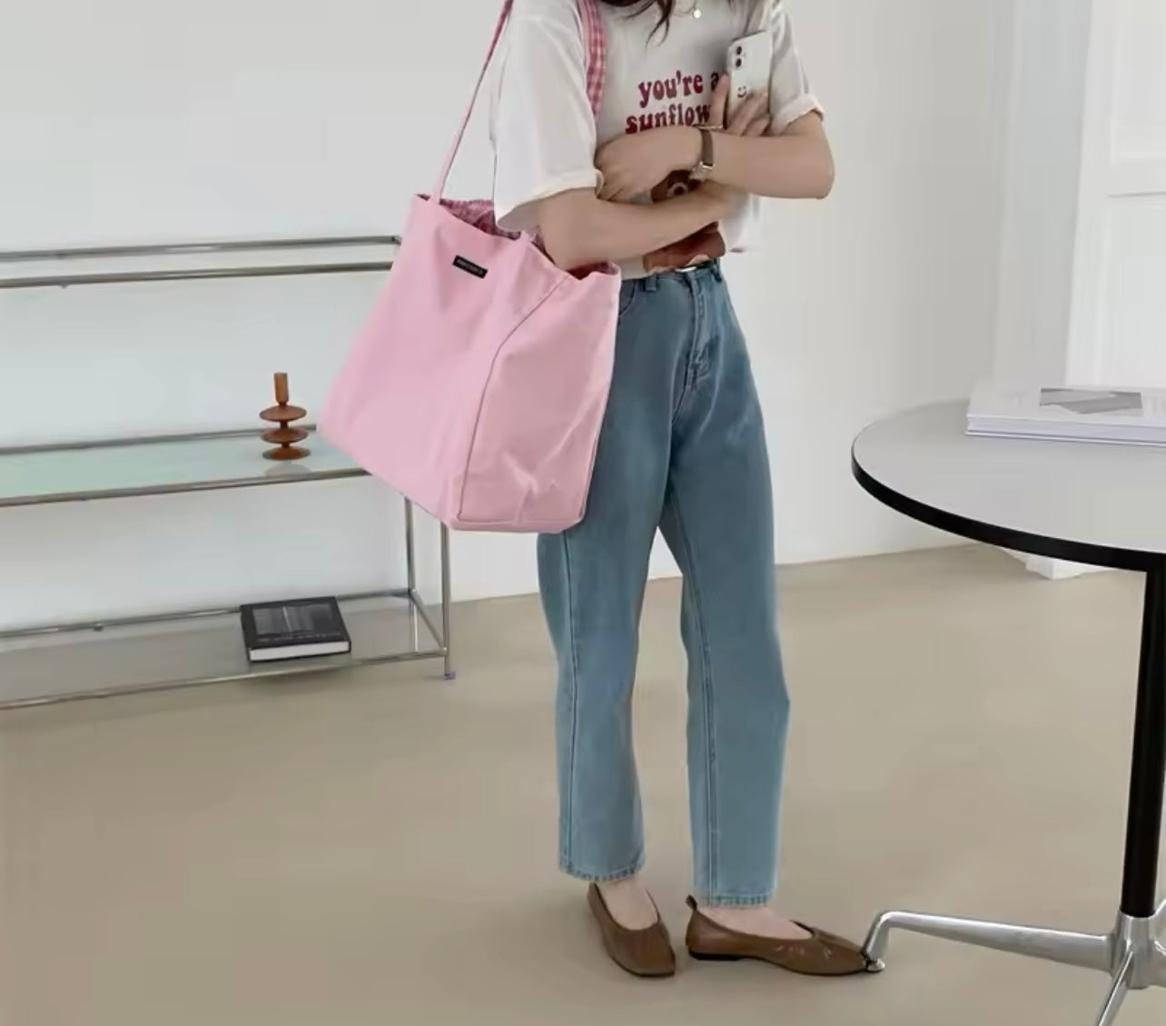 Black & White Gingham Switch Reversible Tote Bag