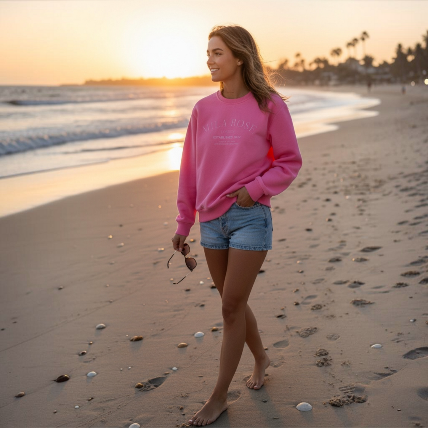 100% Cotton Crewneck Jumper - Pink