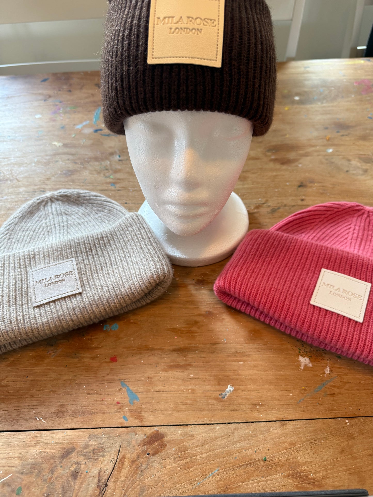 Winter Wool Hat Beanie Hot Pink
