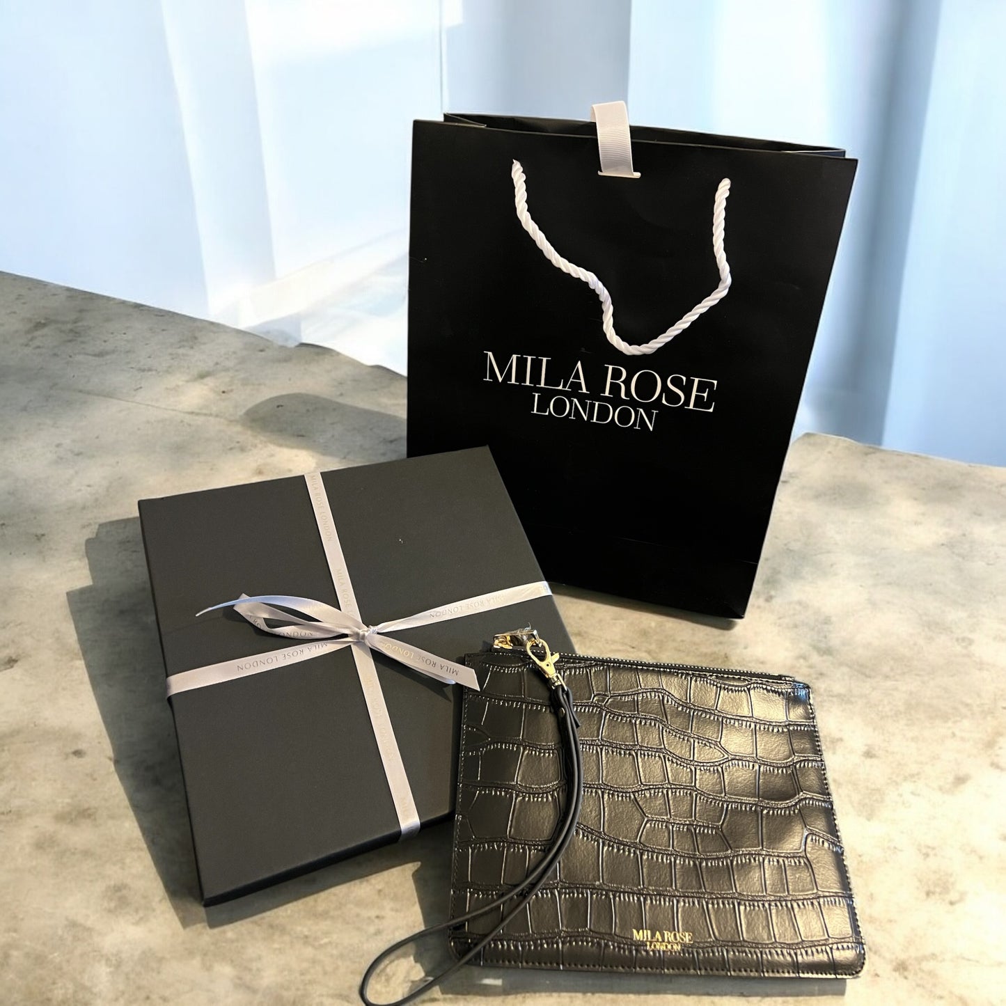 Leather Clutch Bag with Detachable Wrist Strap