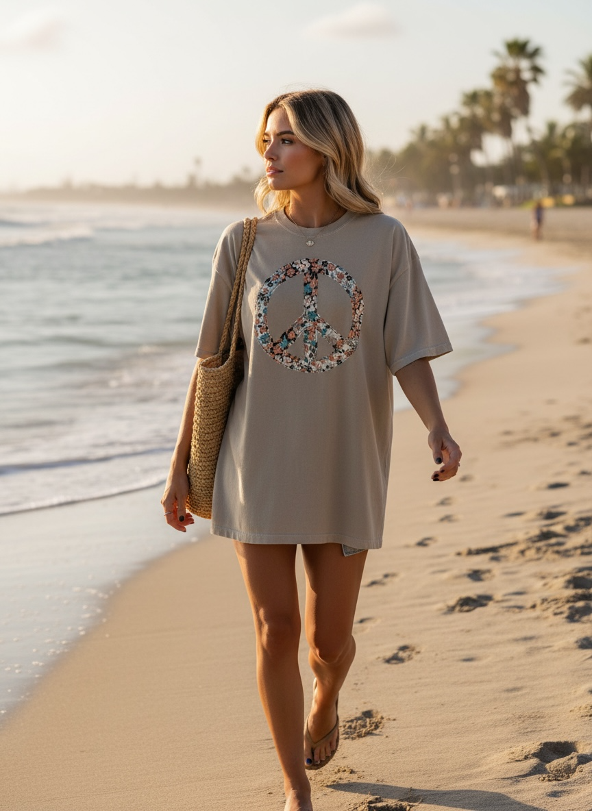 tan t shirt dress Terry Tshirt and a practical zip Recycled Cotton Jersey T-Shirt Dress