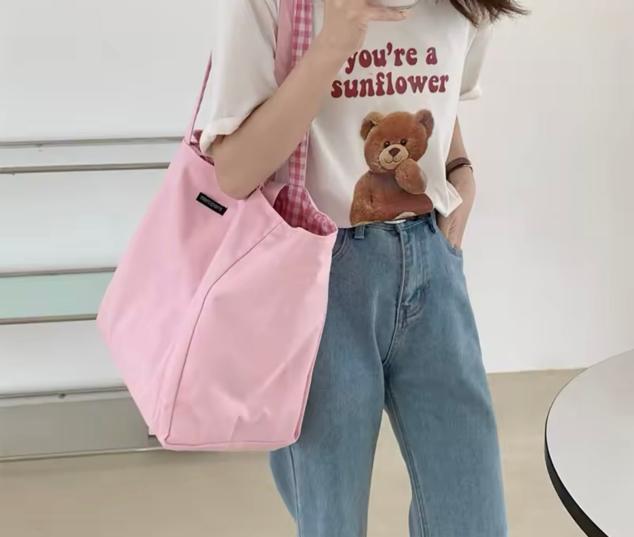 Black & White Gingham Switch Reversible Tote Bag