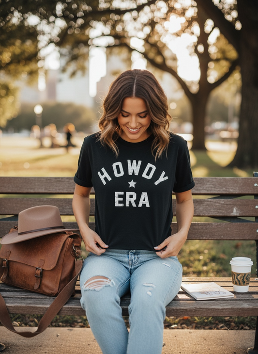 Howdy Era Crop Top T-Shirt I Black