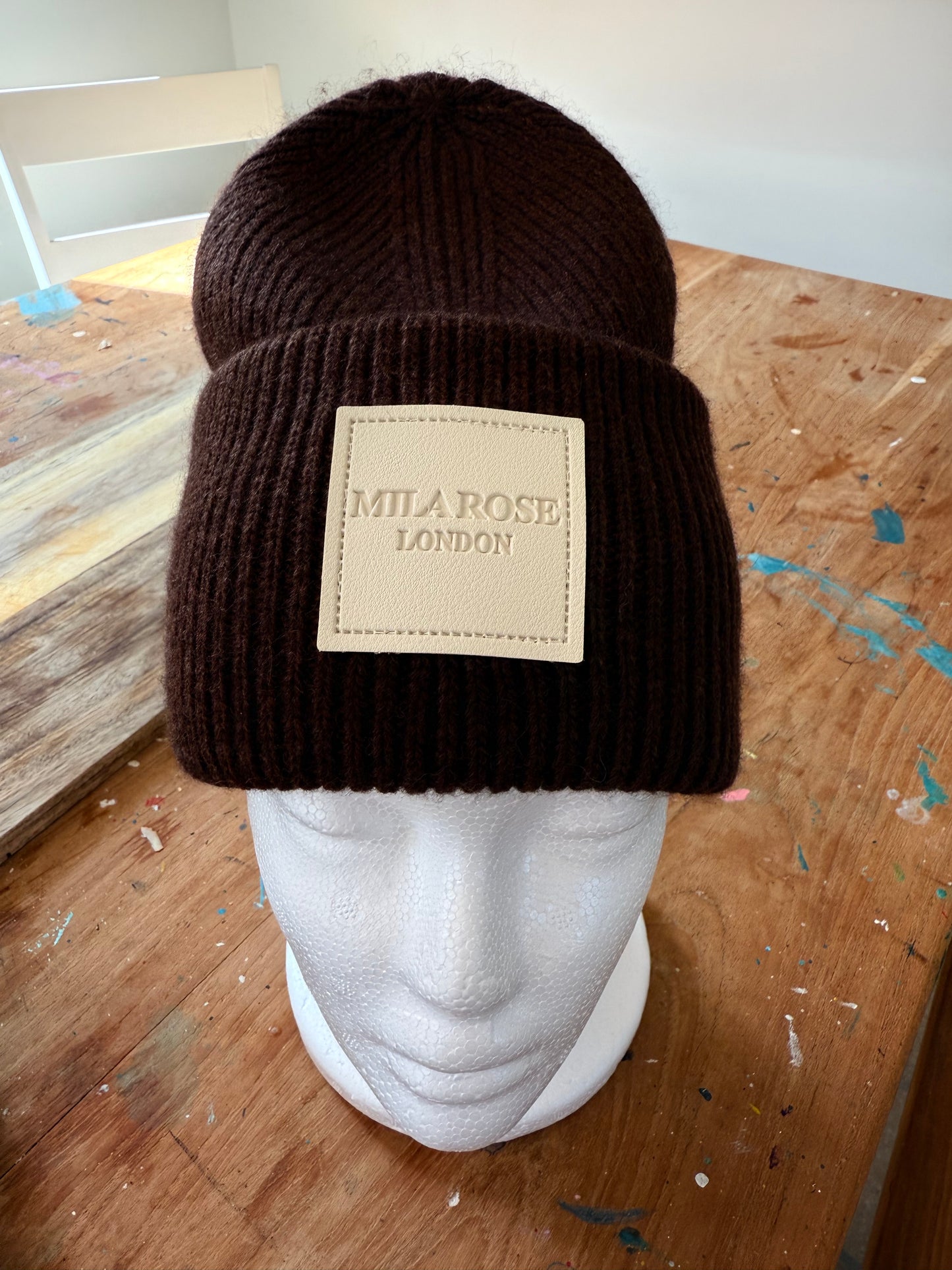 Winter Wool Hat Beanie Chocolate Brown