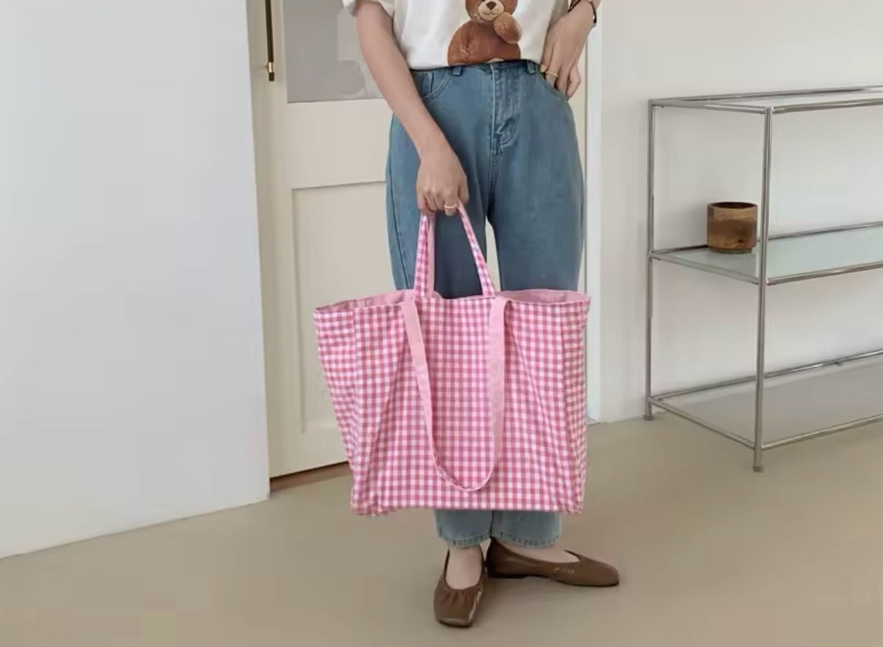 Black & White Gingham Switch Reversible Tote Bag