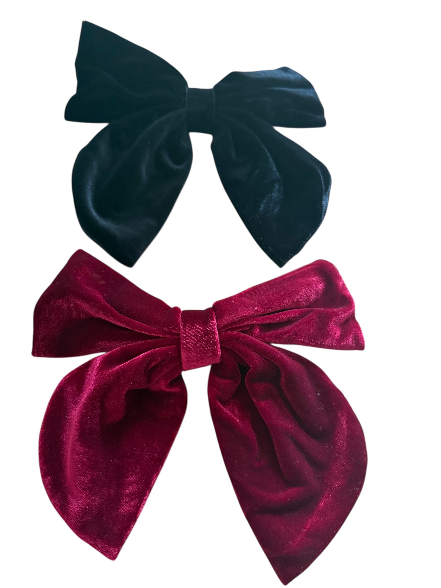 Velvet Black with Pearls Ribbon Bow Hair Clip Christmas Gifting