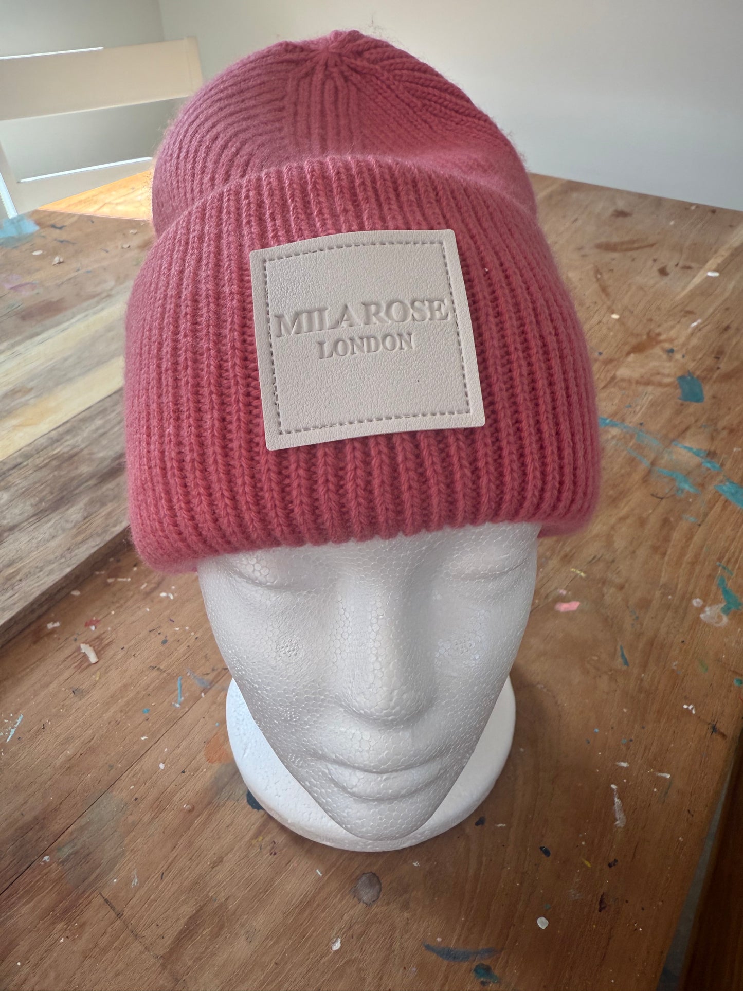 Winter Wool Hat Beanie Hot Pink