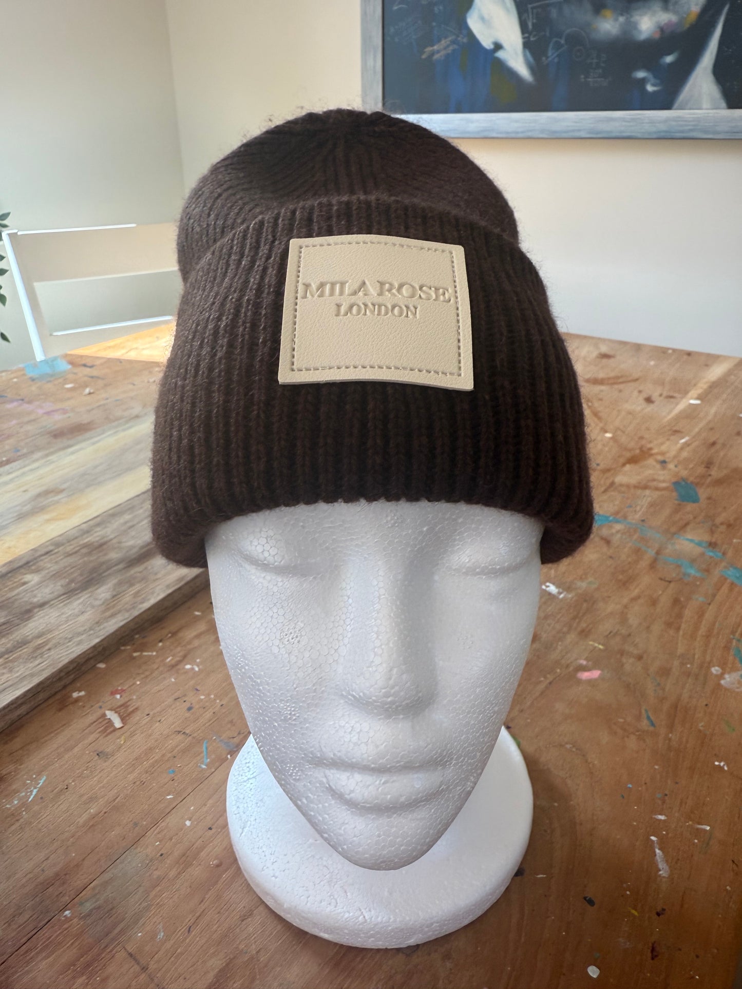 Winter Wool Hat Beanie Chocolate Brown