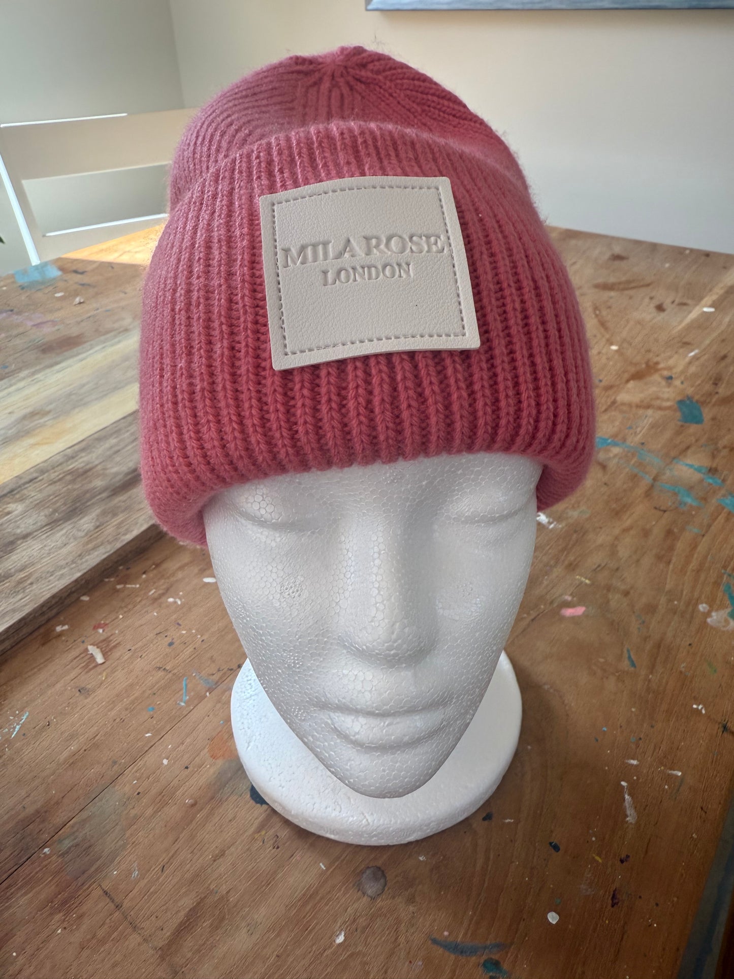 Winter Wool Hat Beanie Hot Pink