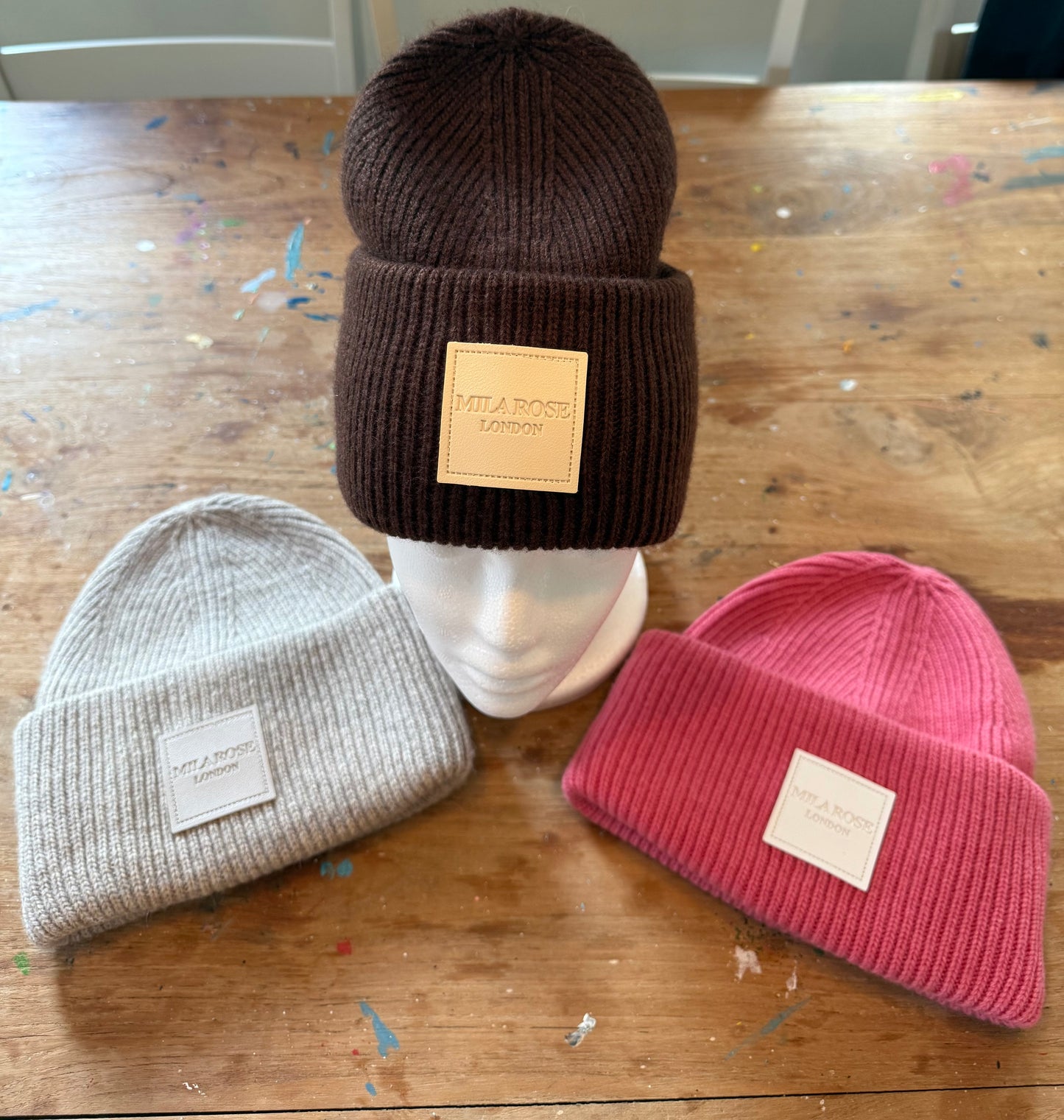 Winter Wool Hat Beanie Hot Pink