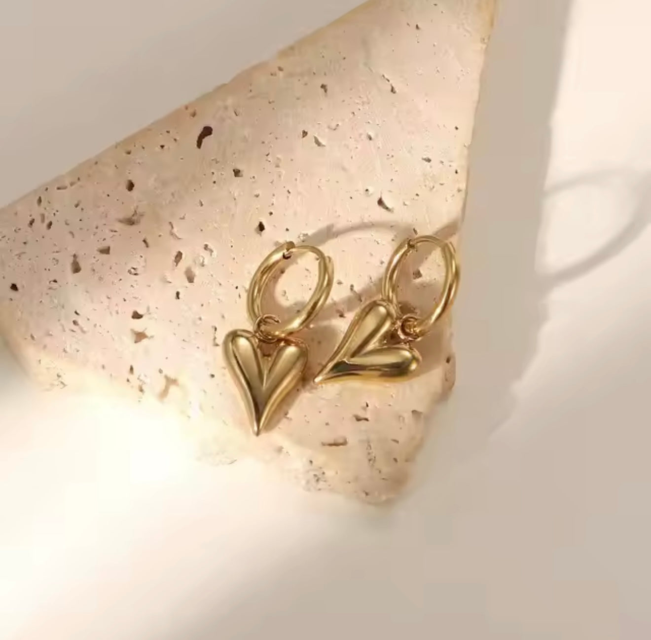 Gold Hoop Earring With heart design