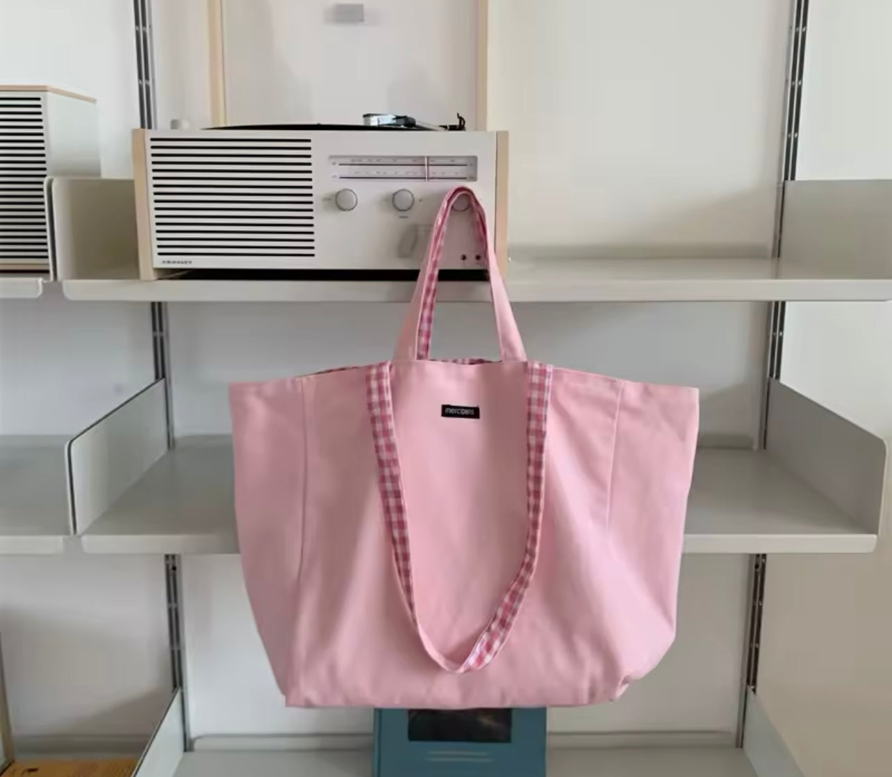 Black & White Gingham Switch Reversible Tote Bag