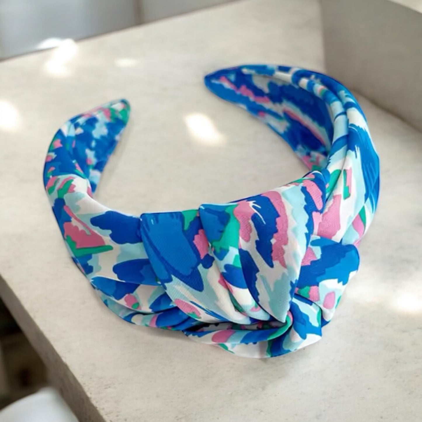 Summer Green & Pink Tye-Dye Knot Headband