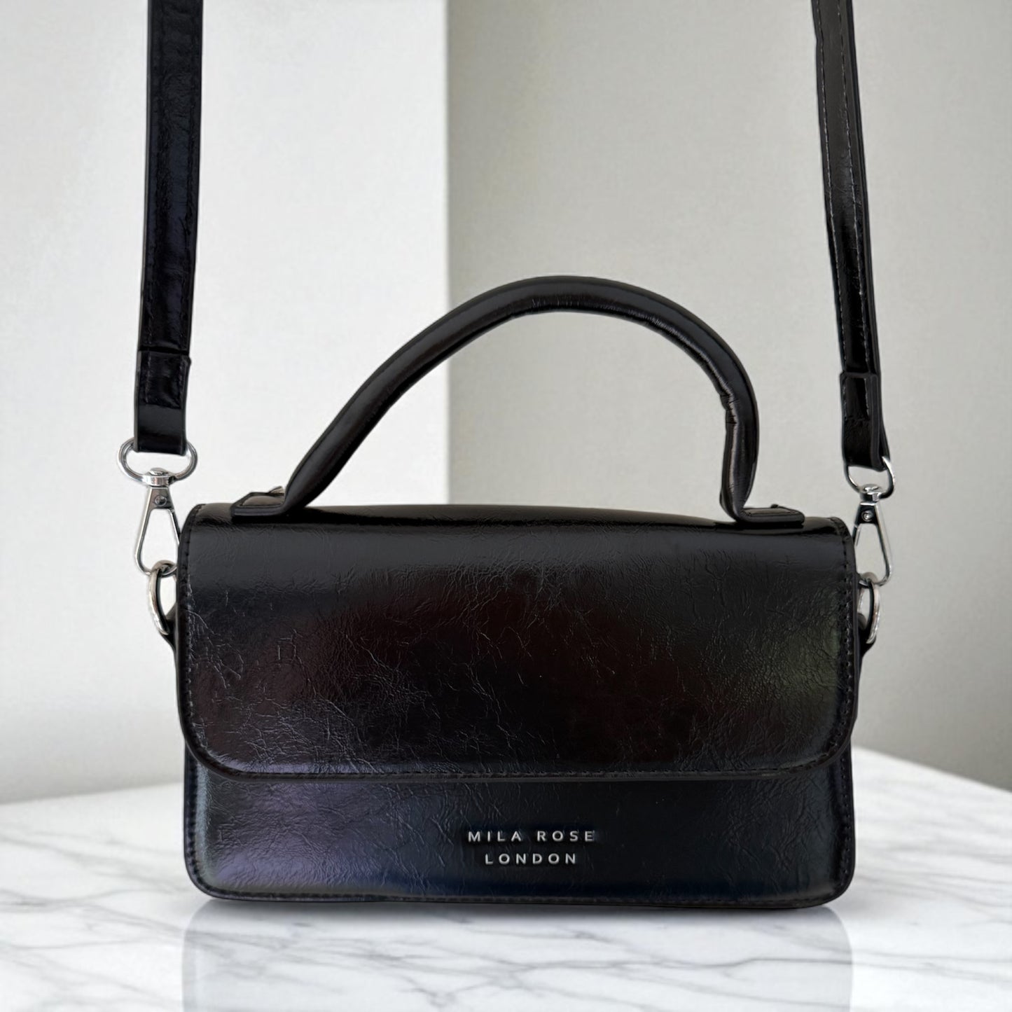 Alex Black Clutch Bag with Attachable Cross Body Strap