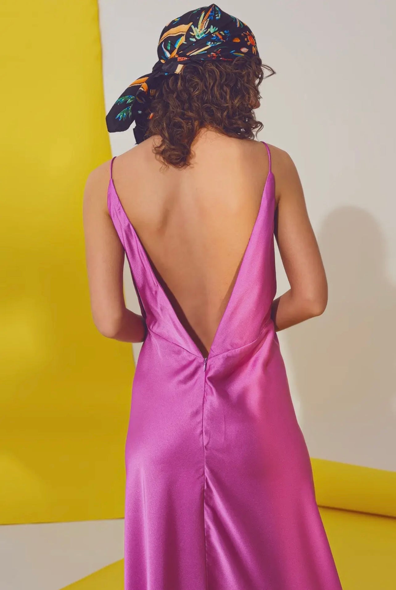 Italian Plunge Backless Maxi Dress Fuchsia