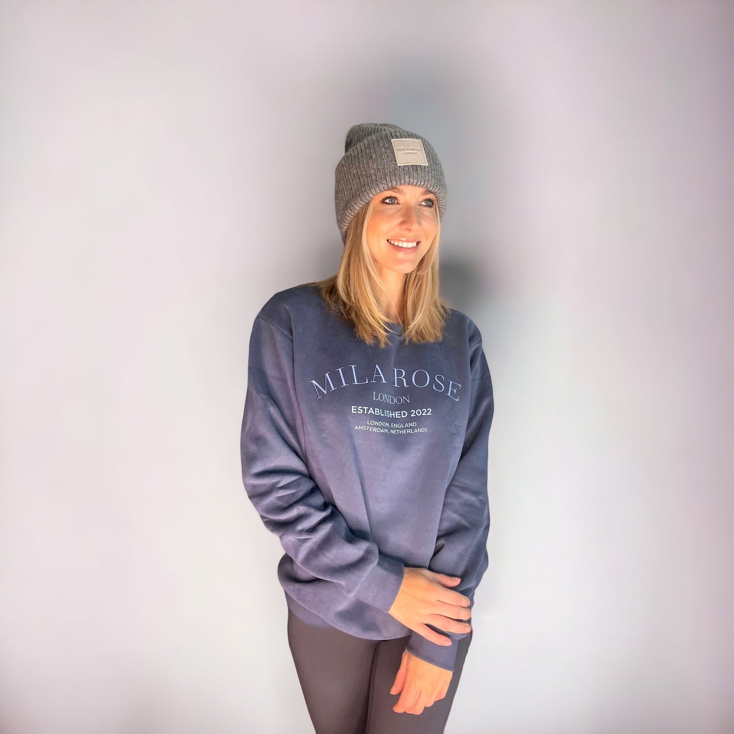 Mila Rose London Oversized Longline Fleece Sweatshirt Jumper Navy