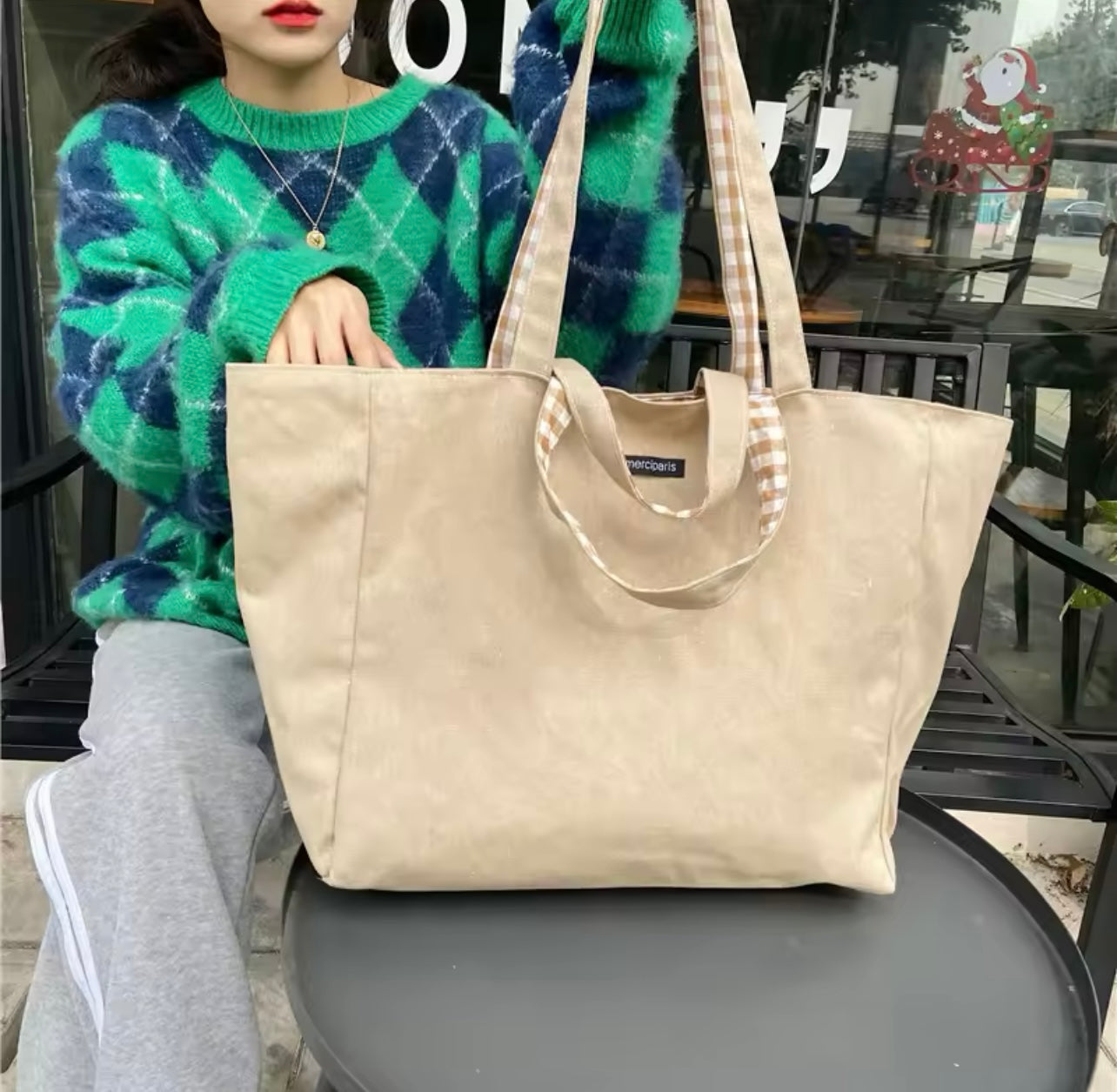 Black & White Gingham Switch Reversible Tote Bag