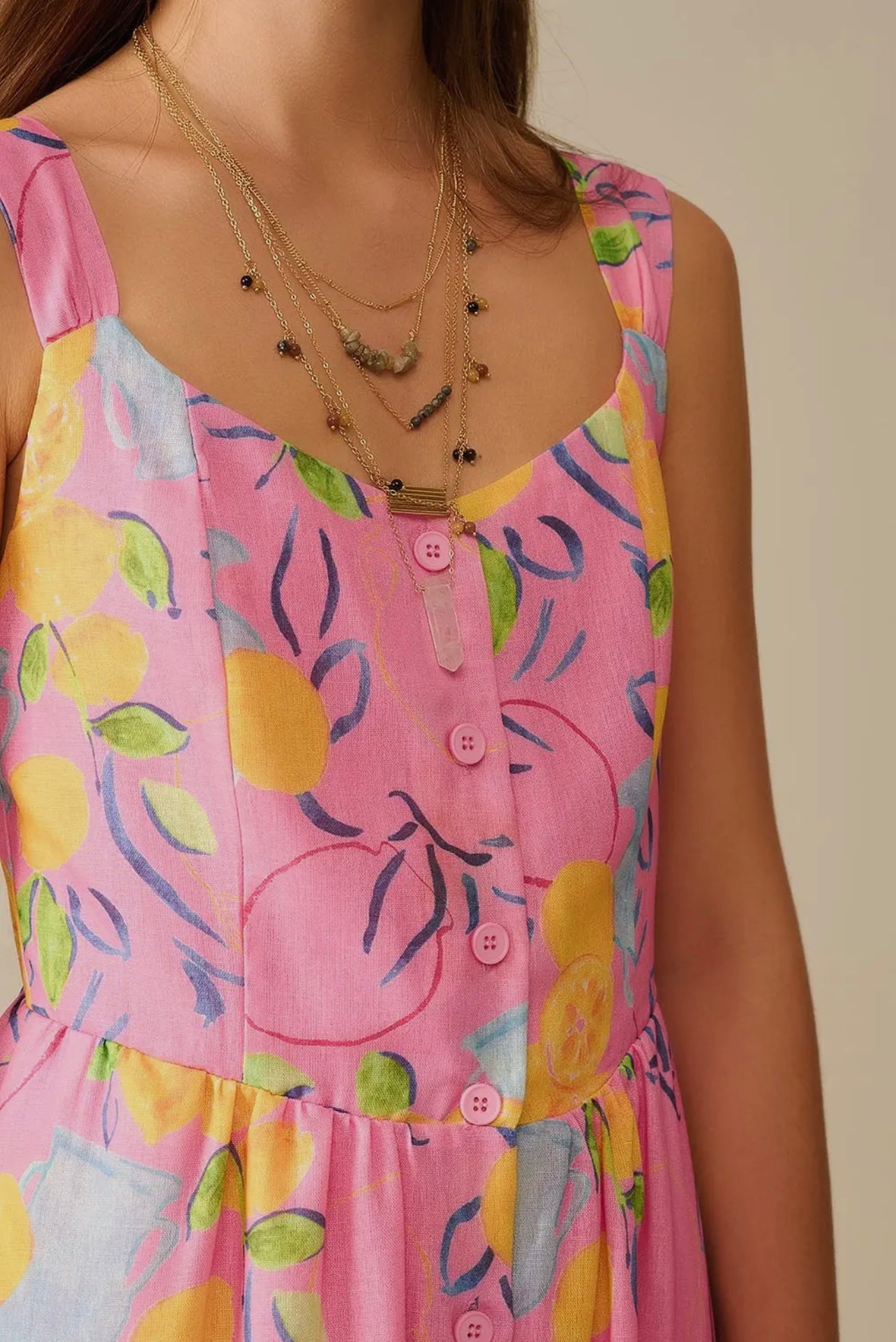 Floral Lemon Maxi Dress