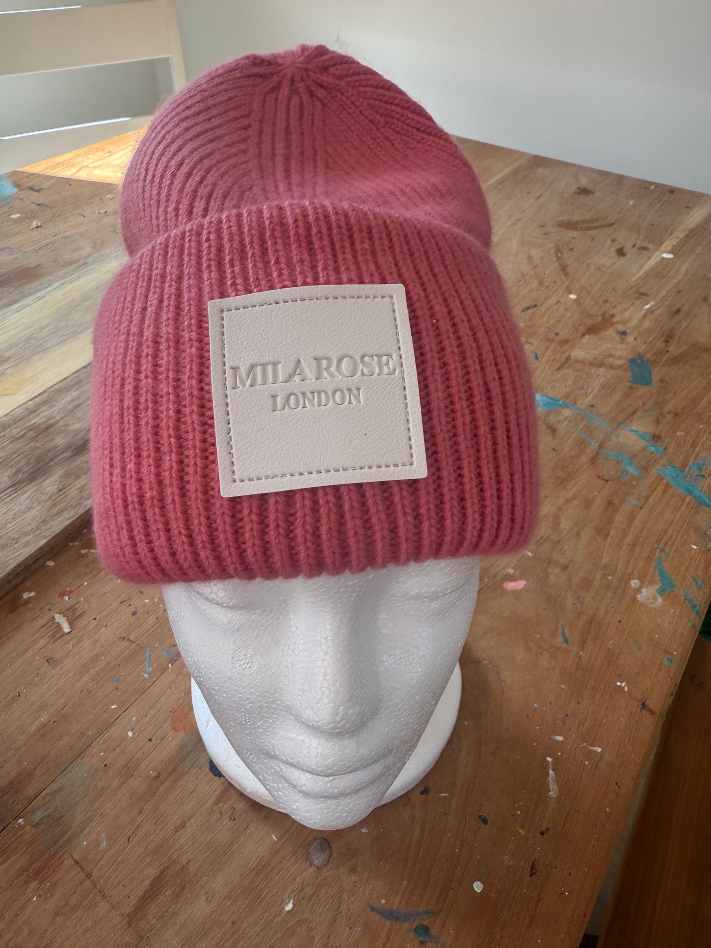Winter Wool Hat Beanie Hot Pink