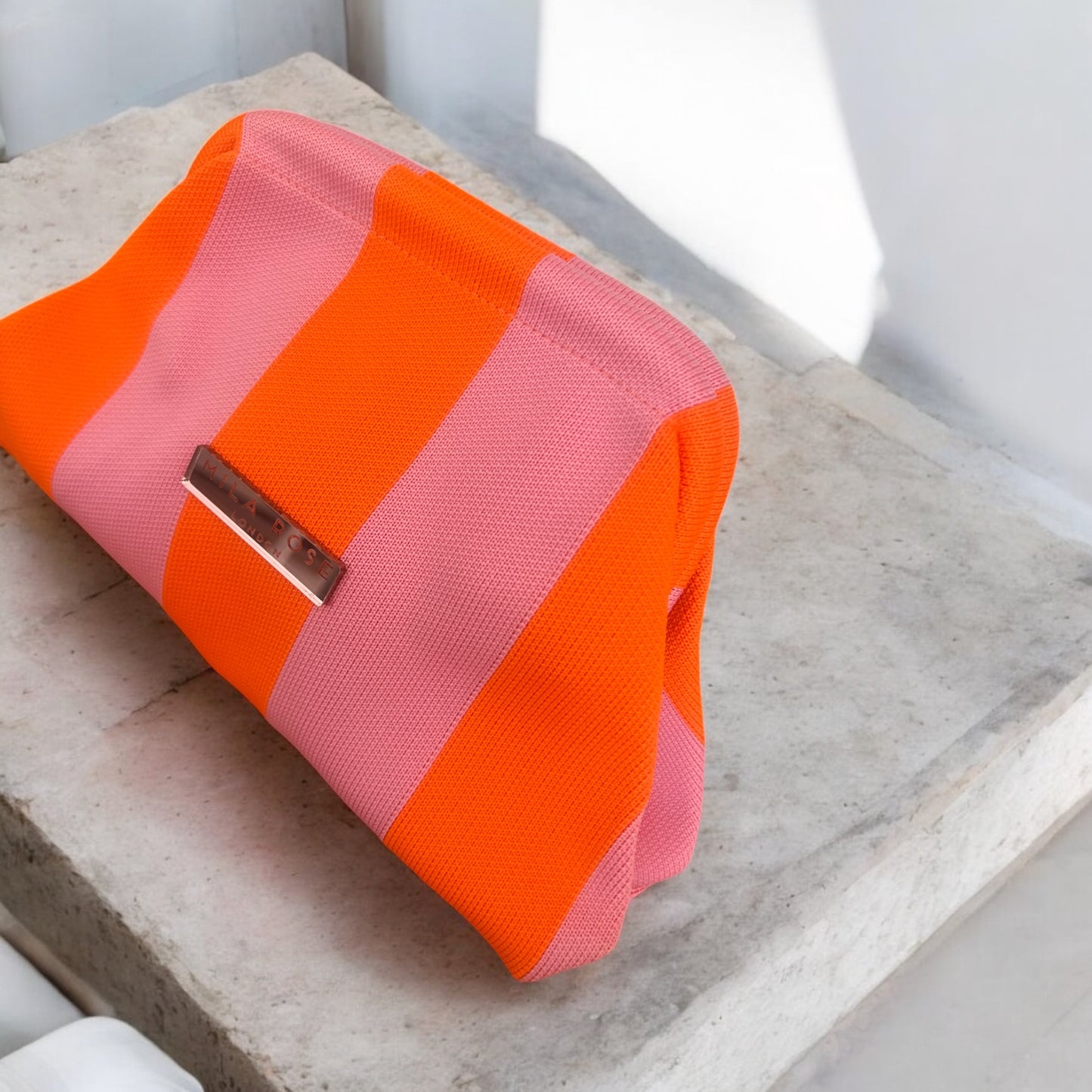 Sunny Shores Crochet Clutch Blood Orange & Dusty Samon Pink
