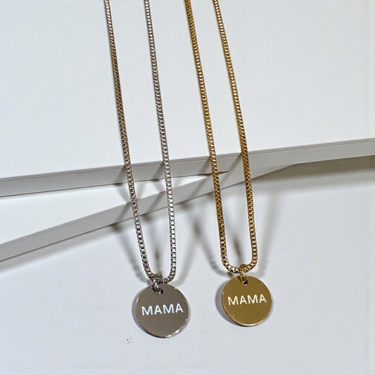 Mila Rose London Silver & Gold "NANA" Disc Pendant Necklace with Luxury Gift Box and Card