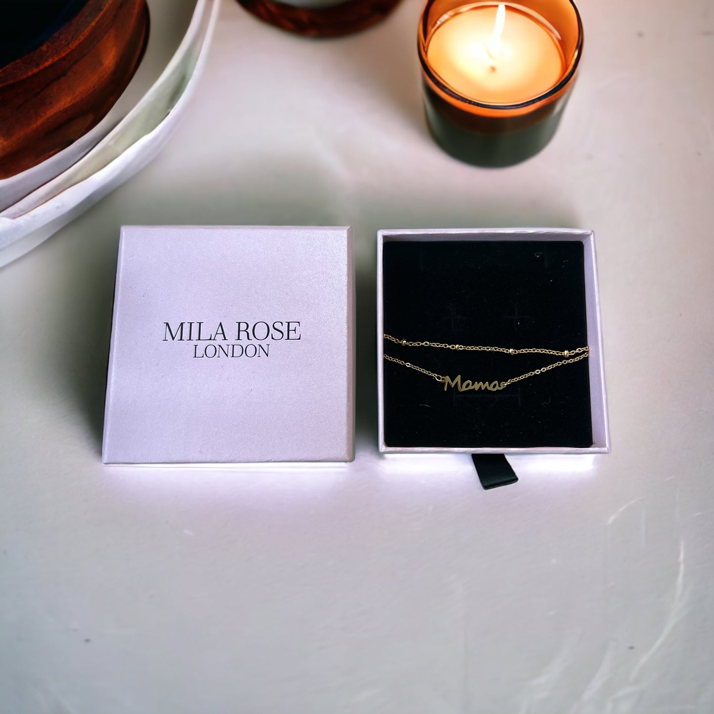 Mama with Double Layered Designed Bracelet in Gold