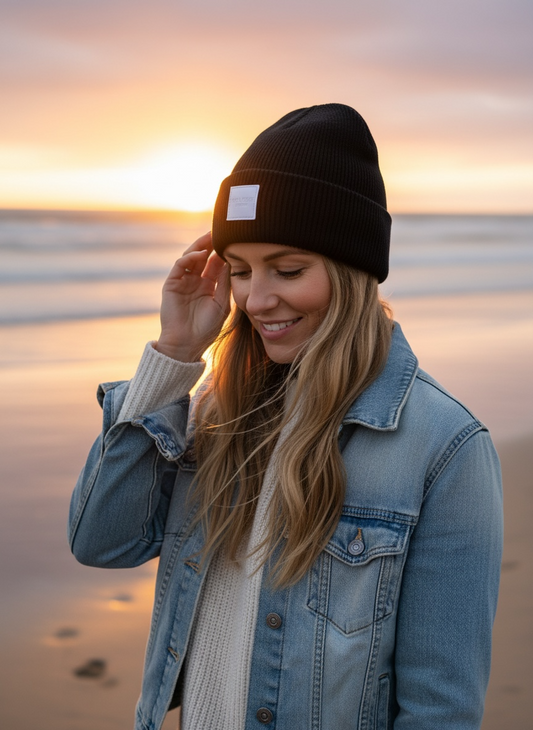 Mila Rose London Ribbed Wool-Blend Beanie – Jet Black