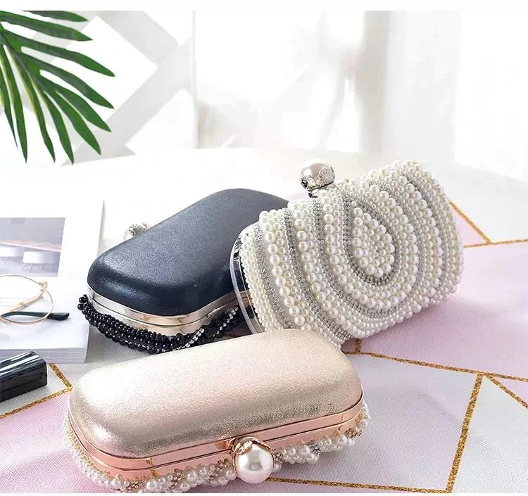 Pearl Black Clutch Handbag
