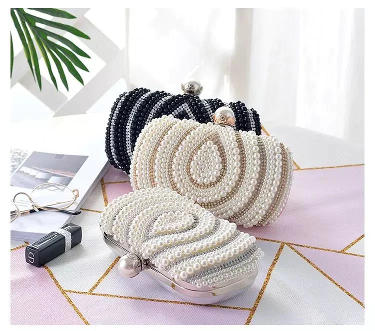 Pearl Rose Gold Clutch Handbag