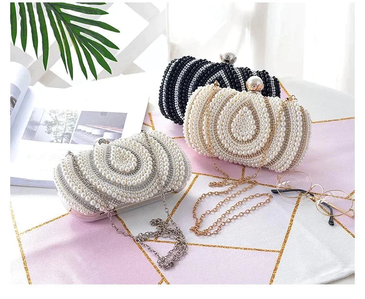 Pearl Black Clutch Handbag
