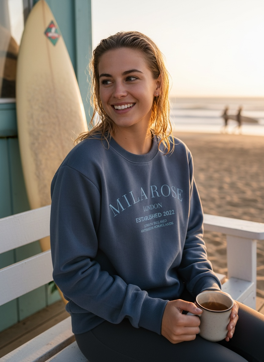 Mila Rose London Navy Crewneck Sweatshirt - 100% Cotton