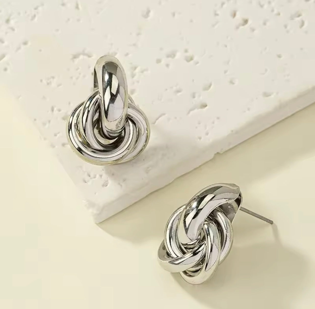 Silver Knot Hoop Earring