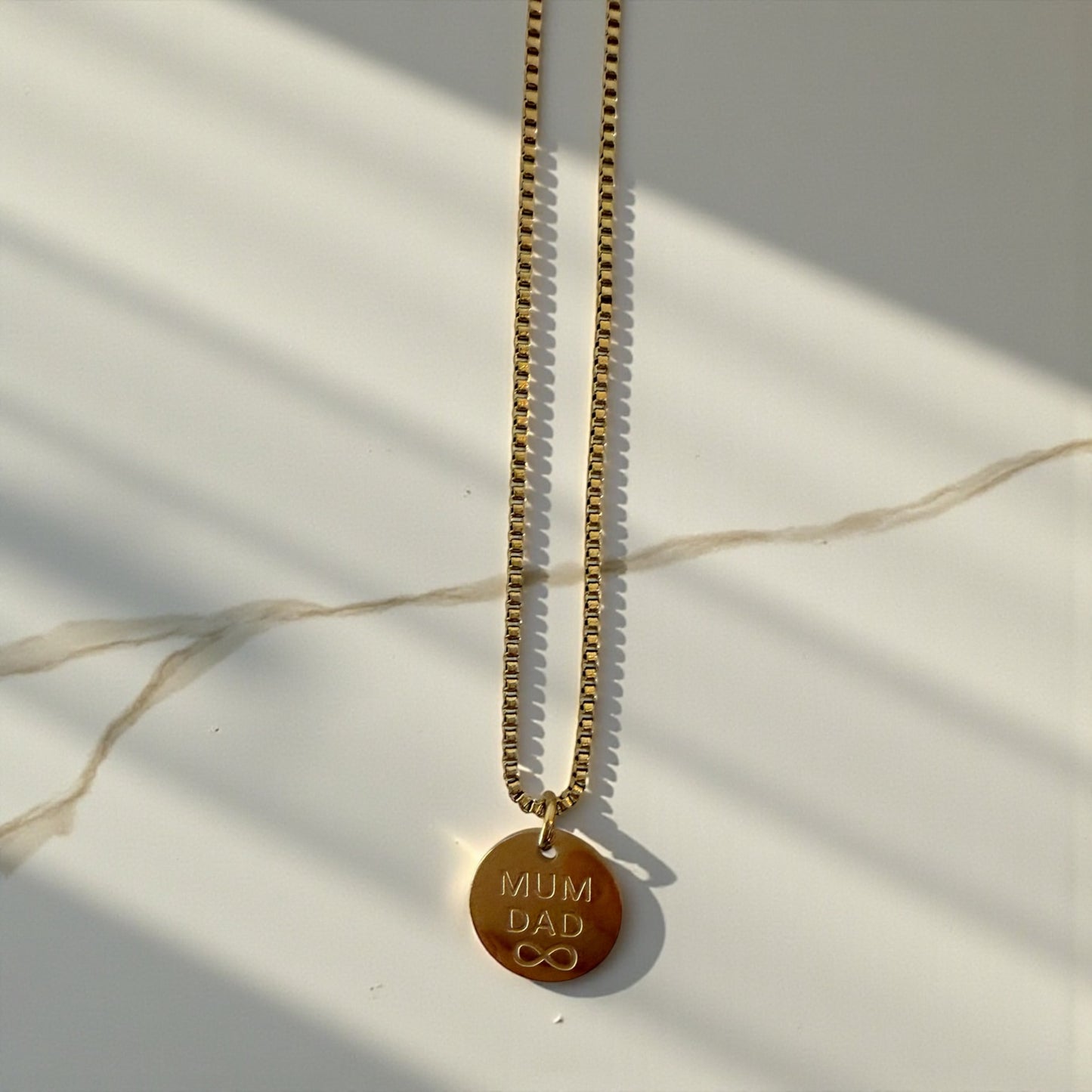 Infinity Love Links Necklace Gold Mum & Dad Necklace