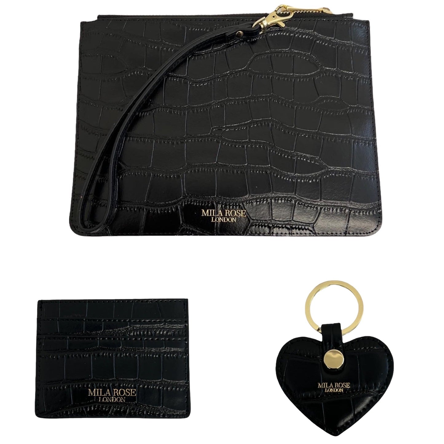 Leather Gift Set (Clutch, Key Ring & Card Holder)