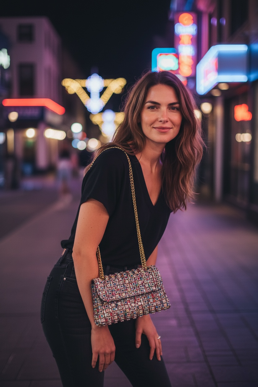 Radiant Elegance Multicolour Rhinestone Clutch