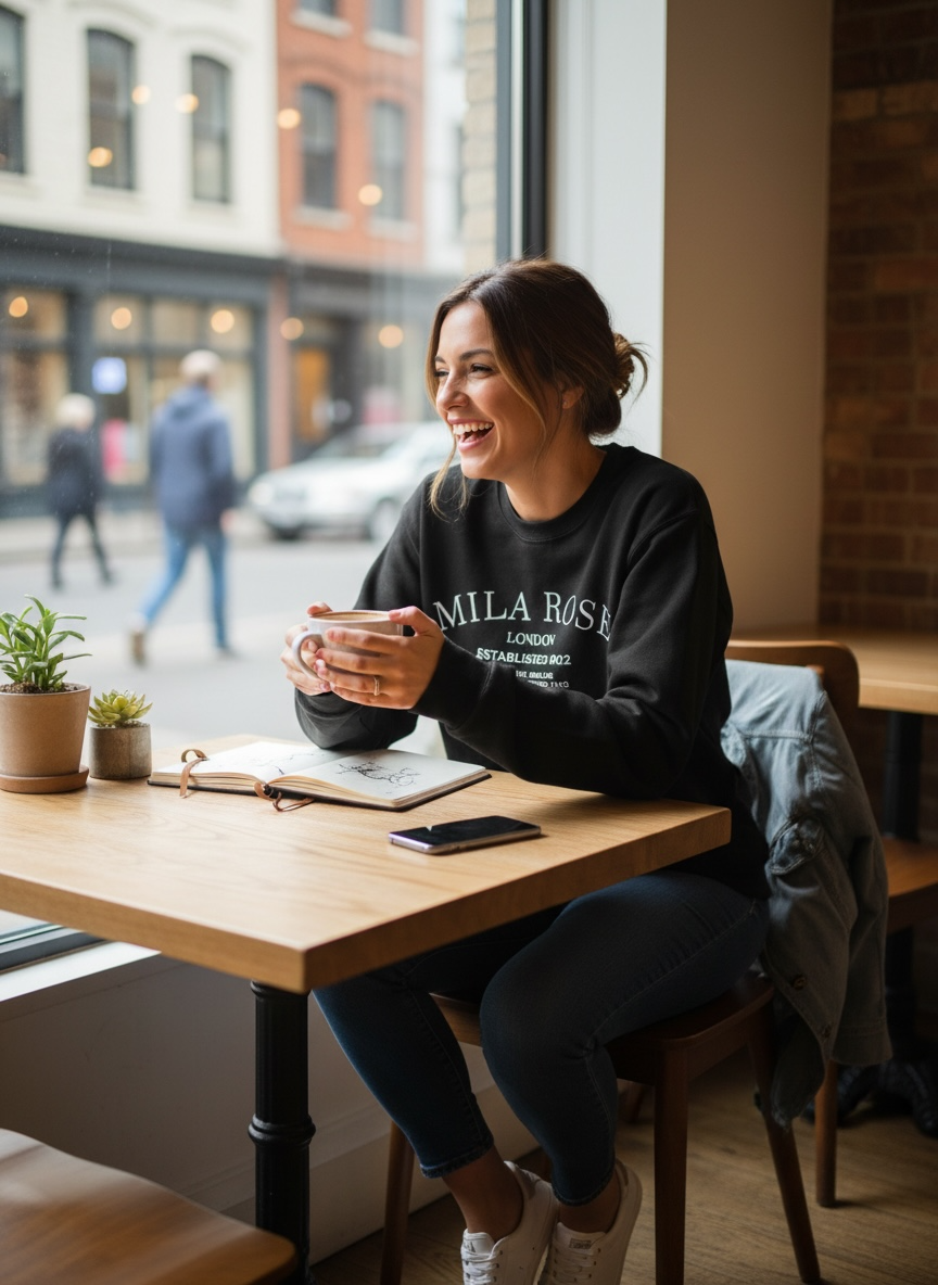 Mila Rose London Navy Crewneck Sweatshirt - 100% Cotton