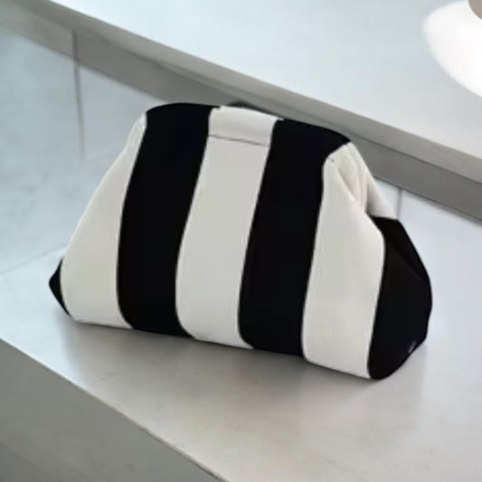 Sunny Shores Crochet Clutch Black & White