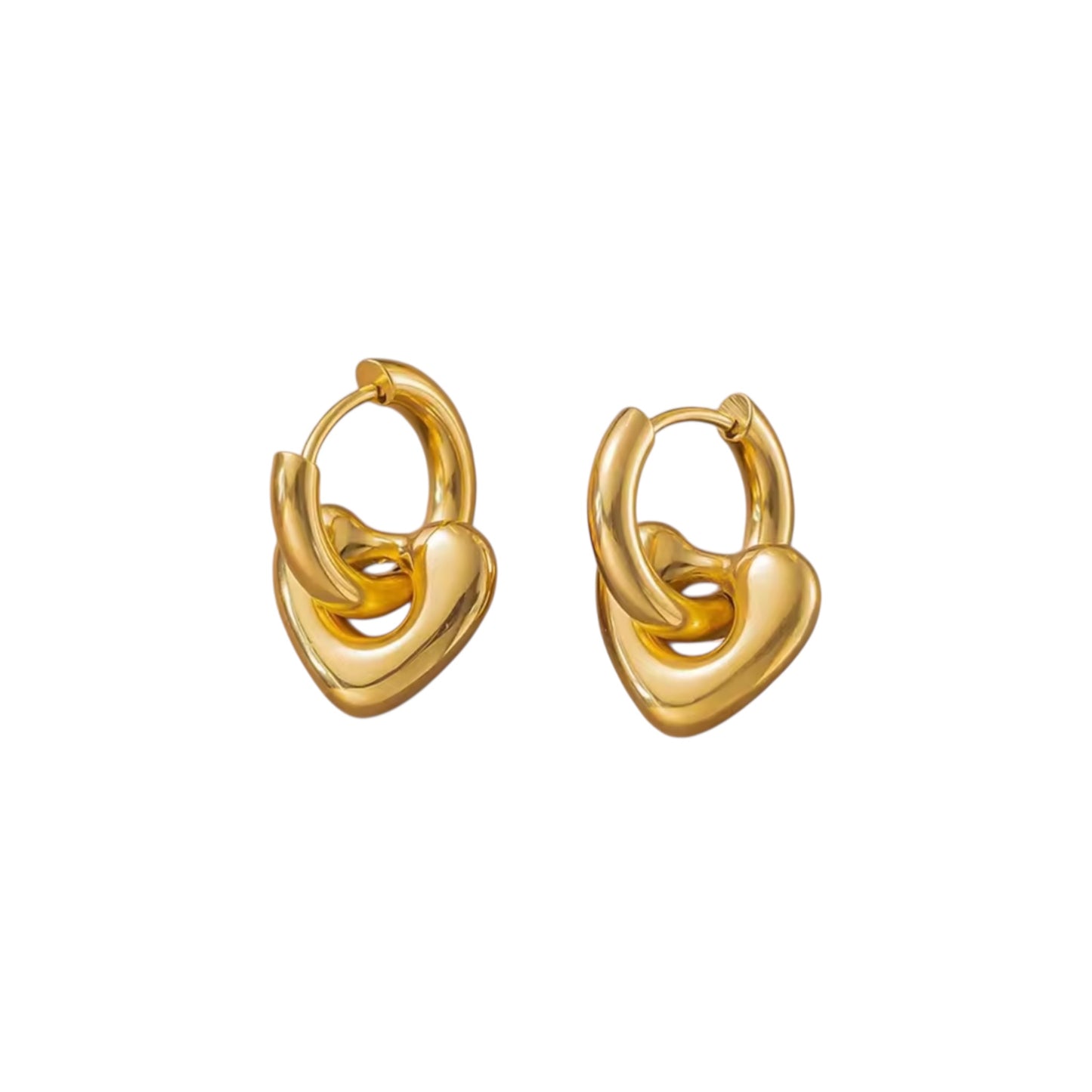 Gold Hoop Earring With loose heart design