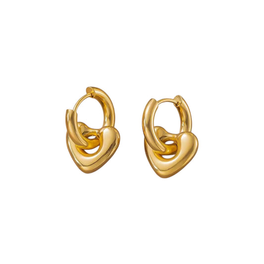 Gold Hoop Earring With loose heart design