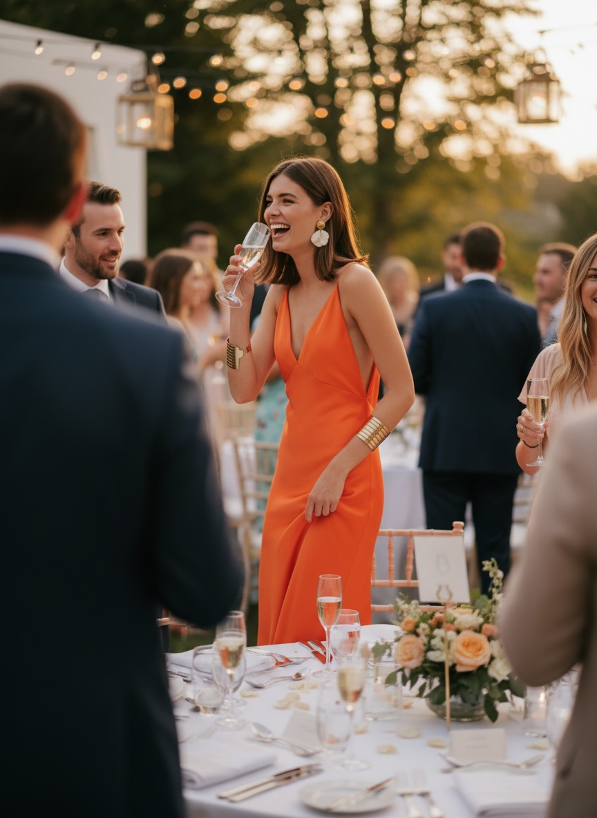 Italian Plunge Backless Maxi Dress Orange