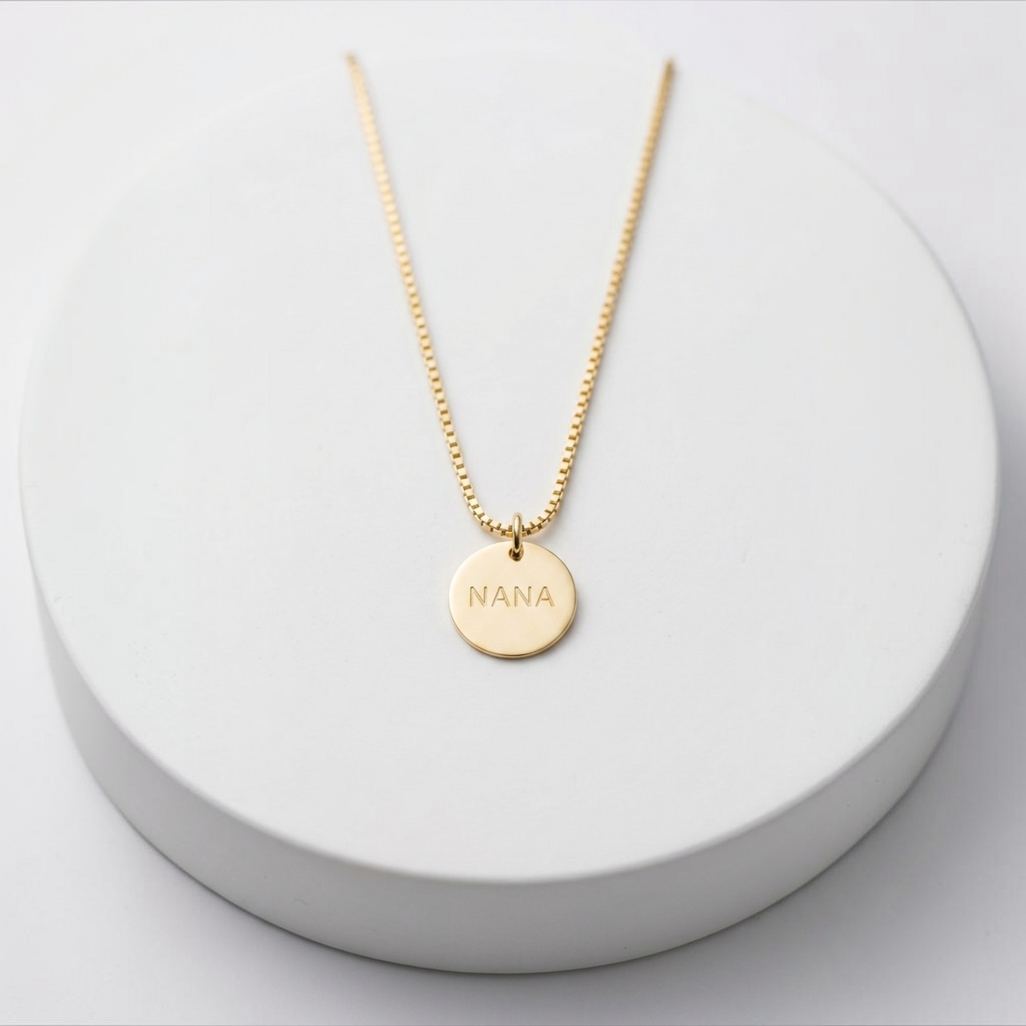 Nana Engraved Necklace in Silver & Gold with Jewellery Gift Box & Bag