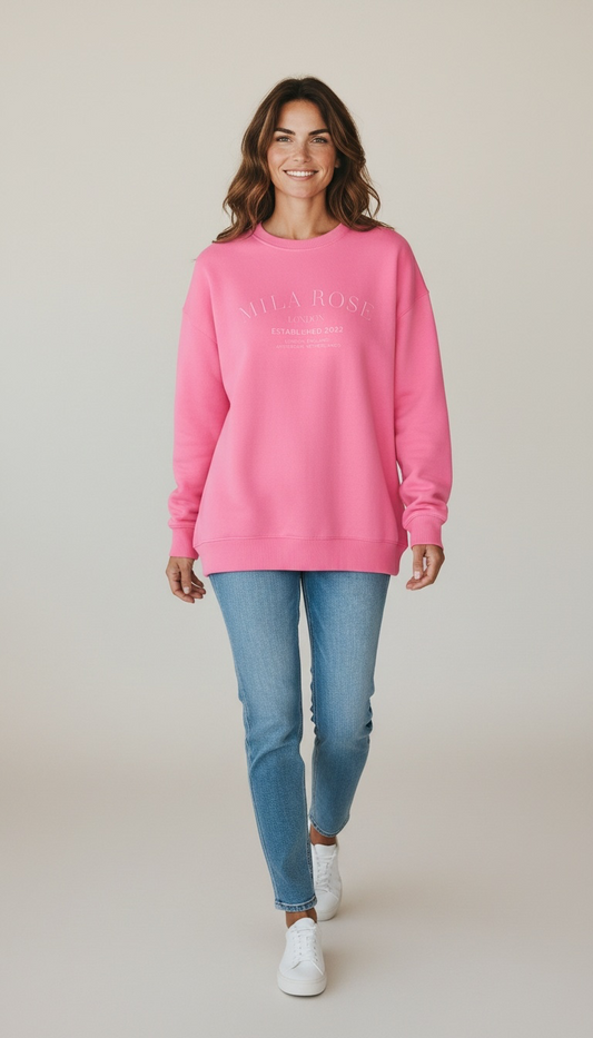 100% Cotton Crewneck Jumper - Pink
