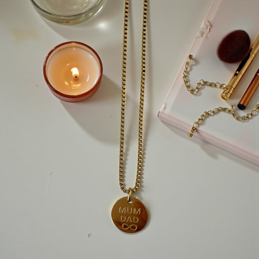 Infinity Love Links Necklace Gold Mum & Dad Necklace
