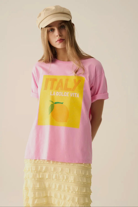 Italy La Dolce Vita Baby Pink T-Shirt
