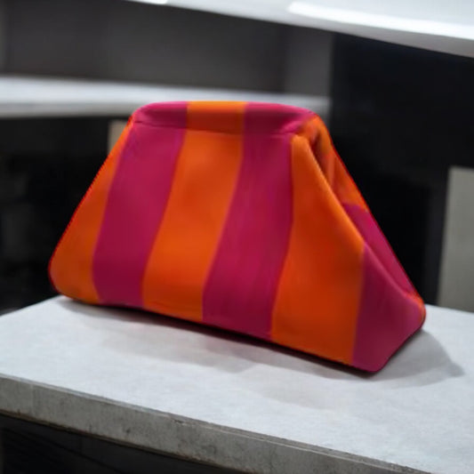 Sunny Shores Crochet Clutch Orange & Fuchsia