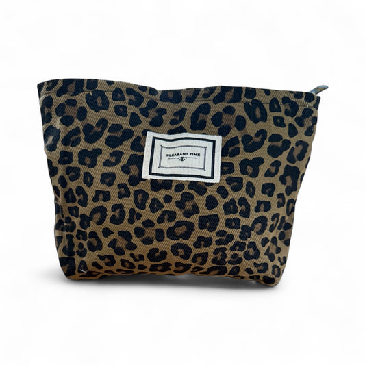 Leopard Print Cosmetic Makeup Pouch Brown