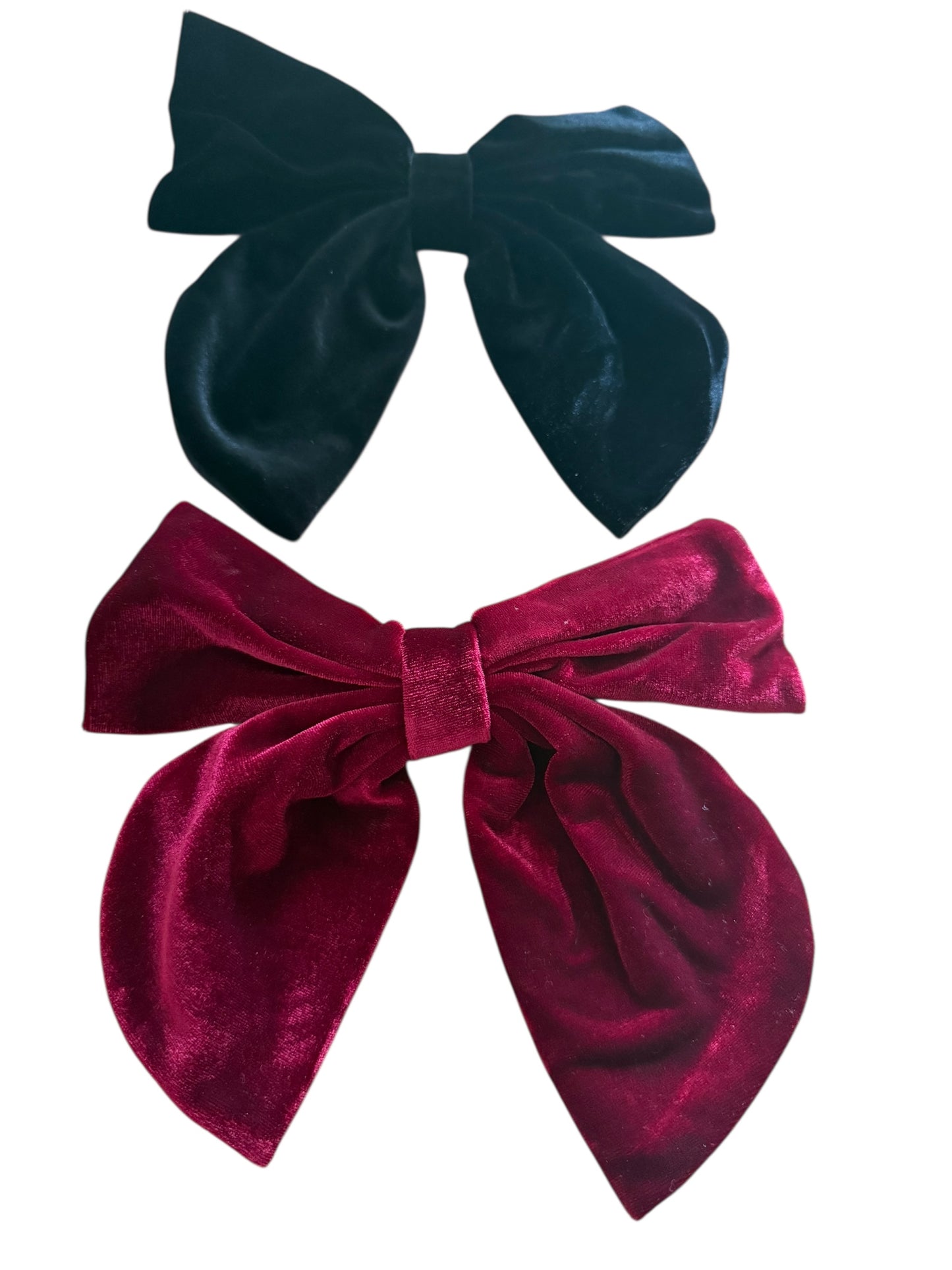 Velvet Black with Pearls Ribbon Bow Hair Clip Christmas Gifting