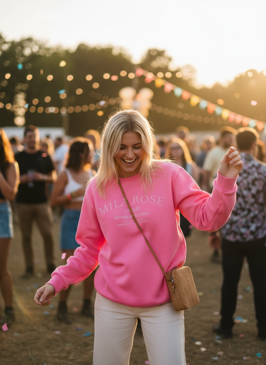 Mila Rose London Pink Crewneck Sweatshirt - 100% Cotton